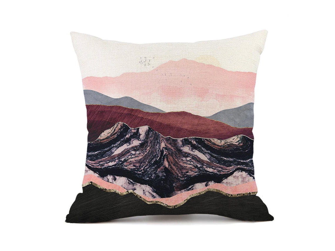 Funda De Almohada Con Diseño De Sol Y Luna, Pintura De Paisaje