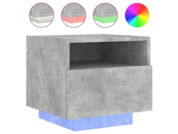 Mesita de Noche Luces Led Hormigón Madera Gris (40x39x37cm)