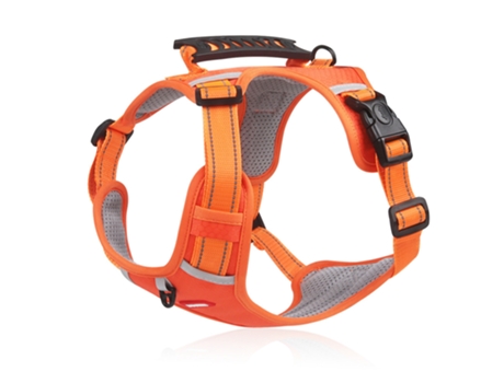 Arnés para Perros sin Tirones, Arnés de Chaleco para Perros Oxford Reflectante Ajustable con Correa, Naranja - M ZMDECQNA