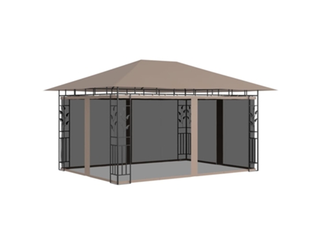 MAISON EXCLUSIVE Cenador con mosquitera gris taupe 4x3x2,73 m 180 g/m²