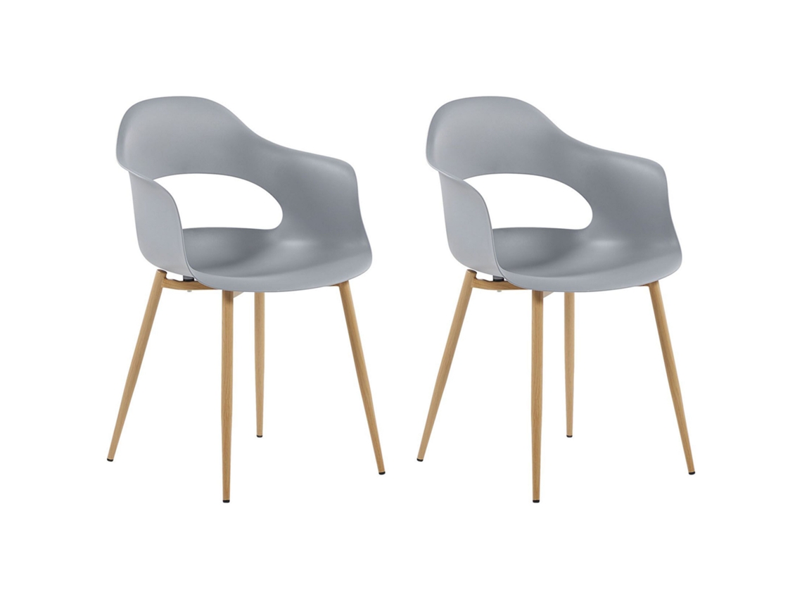 2 cadeiras de jantar em estilo escandinavo BELIANI Utica de Material sintético Cinzento 54x47x81