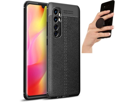 Carcasa y Popsocket Xiaomi Mi Note 10 Lite Rugged Leather Negro