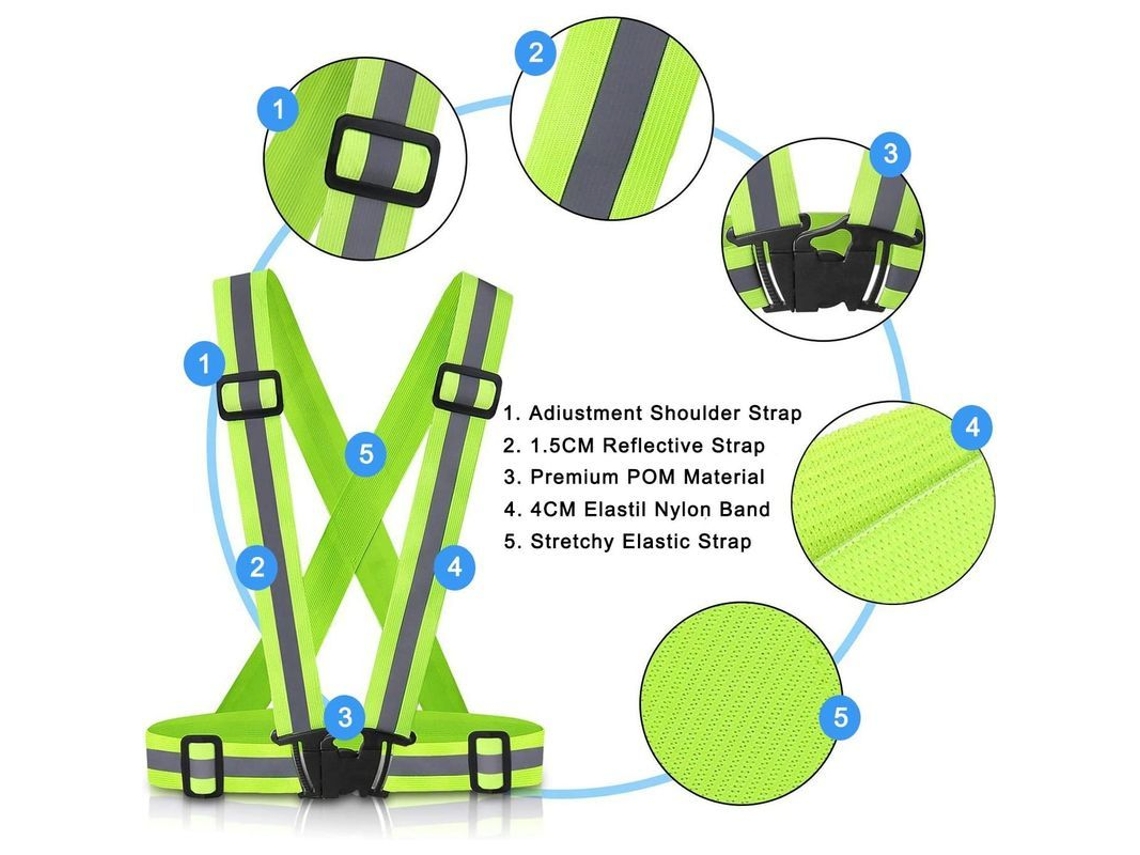 Chaleco Reflectante Fluorescente Ajustable De Alta Visibilidad Para Ciclismo, Motociclismo, Hombres, Mujeres Y Adolescentes.
