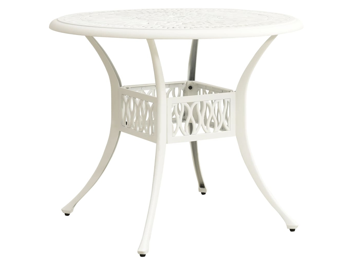 Mesa de jardín LOVELY HOME de aluminio fundido blanco (90 x 90 x 74 cm)