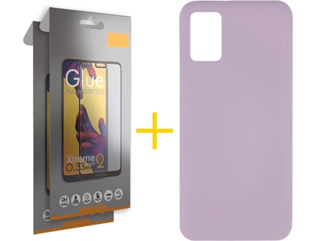 Funda y Protector 2x de Vidrio Full Samsung Galaxy A31 SKYHE Silicona Líquida Lila