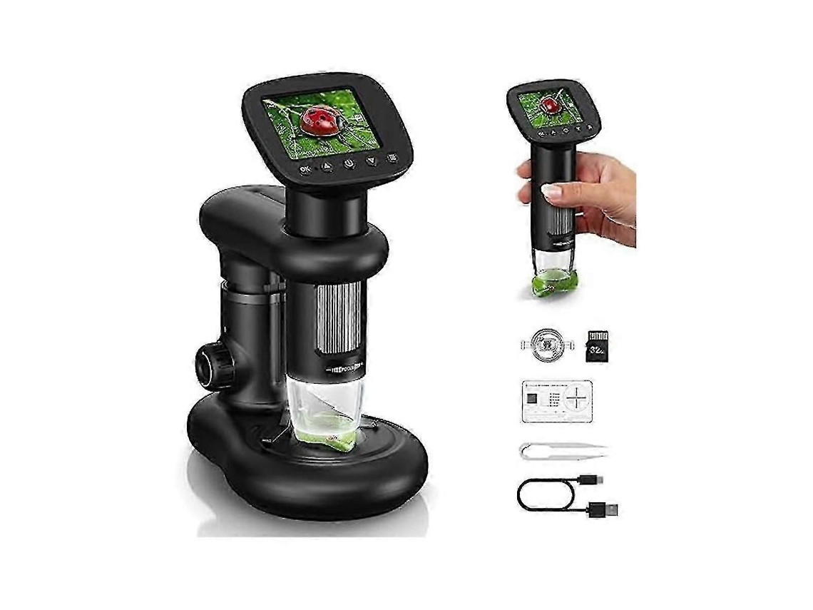 Microscopio digital portátil con pantalla LCD de 2 pulgadas, microscopio de bolsillo de 1000 aumentos para niños con 8 luces LED.