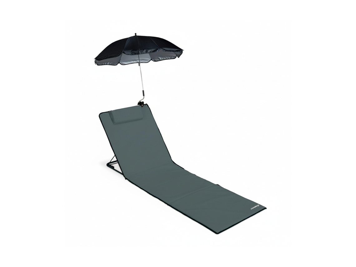 Tumbona De Playa Relaxdays Acolchada Xxl Con Sombrilla, 3 Posiciones, Almohada, Portátil, Antracita