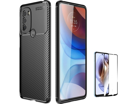 Funda + Protector de Pantalla Motorola Moto G31 Rugged Carbon Negro