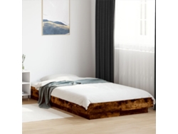 Estructura De Cama Con Luces Led Madera Roble Ahumado 90x200 Cm