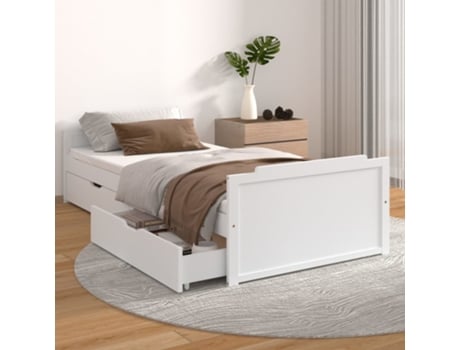 MAISON EXCLUSIVE Estructura de cama con cajones 90x200 cm, pino macizo blanco