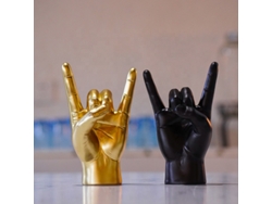 Escultura de metal con gestos de manos de una banda de rock, hecha a mano en resina, para decoración de oficina o sala de estar.