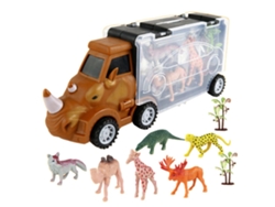 Ats-set De 9 Camiones Transportadores De Dinosaurios Con Portátil Almacenamiento De Animales Y Coche Inercial Para Niños