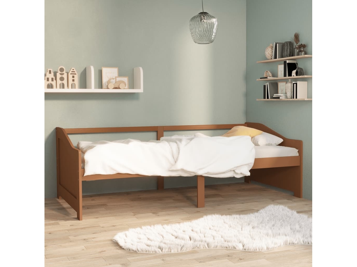 Sofá Cama De 3 Plazas Sin Colchón Marrón Miel 90x200 Cm