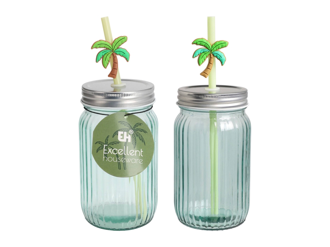 Taza con tapa y pajita Well Home Palm Pv Design Wellhome