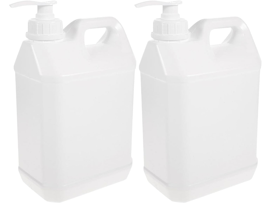 Nuobesty Juego De 2 Botellas De Champú Recargables, Envases De Plástico De 4 Litros Con Dosificador.