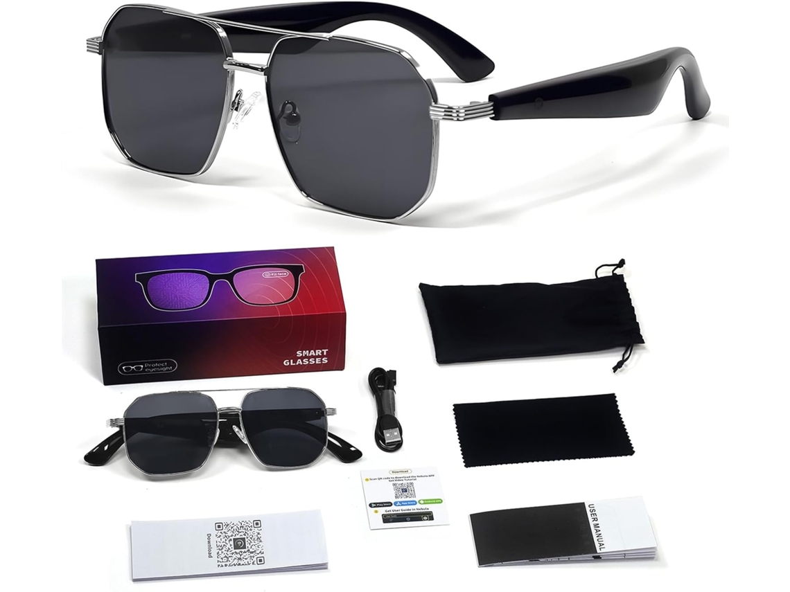 Gafas inteligentes Eifson Gy300, traducción por IA para viajes y negocios, con reproducción de música (gris plateado)