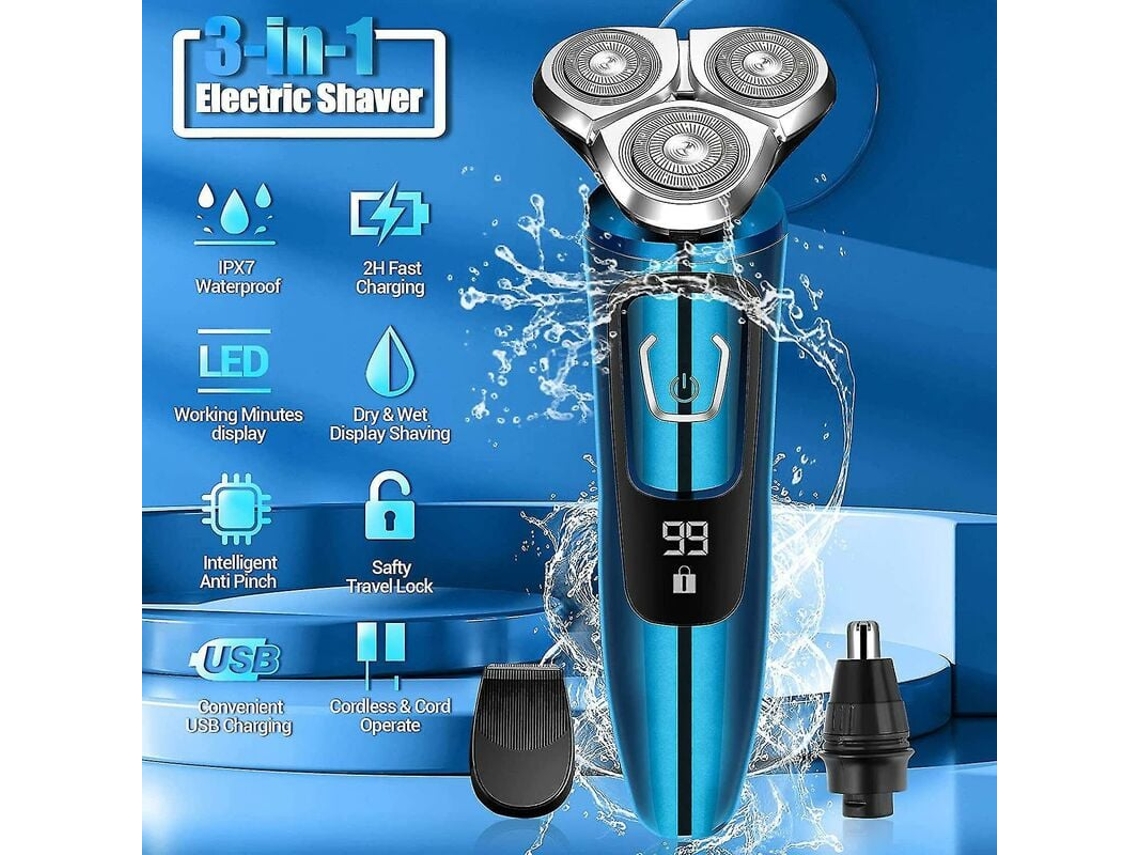 Cuidado personal de lujo, afeitadoras eléctricas en seco y húmedo para hombres, afeitadora rotativa 3D con tecnología avanzada de autoafilado.