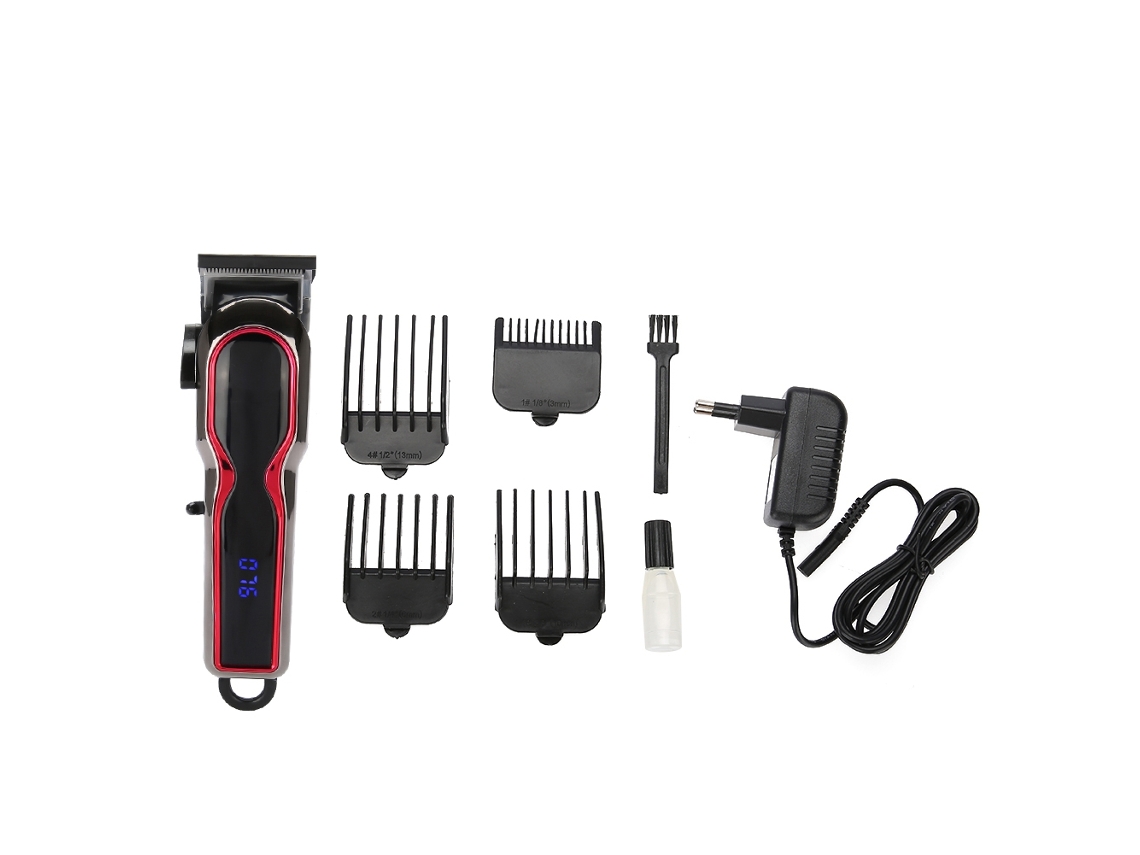 Recortadora De Cabello Recargable Con Pantalla Lcd Tijera Eléctrica Inalámbrica Roja