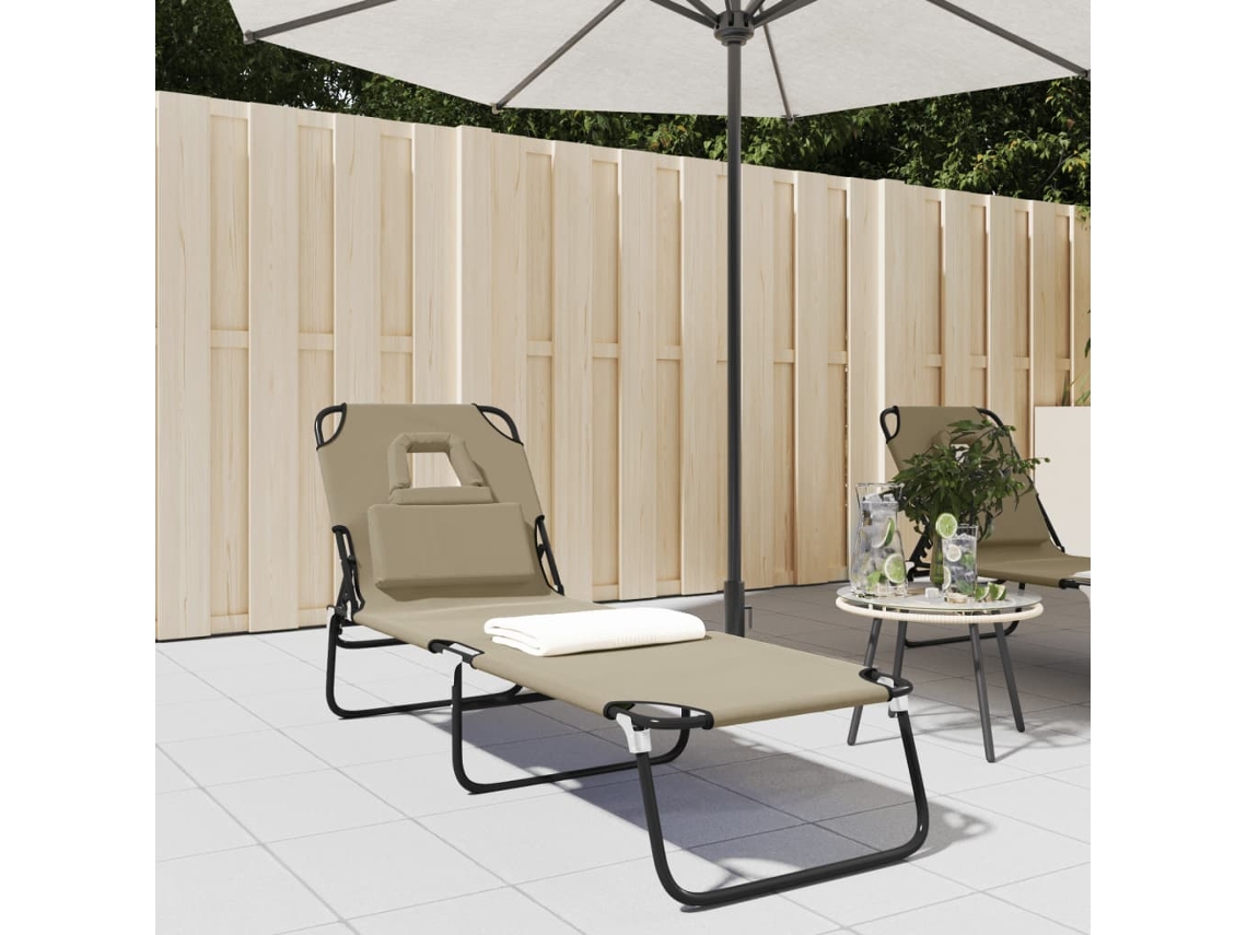 Tumbona plegable de tela Oxford/gris acero marrón DKD HOME DECOR