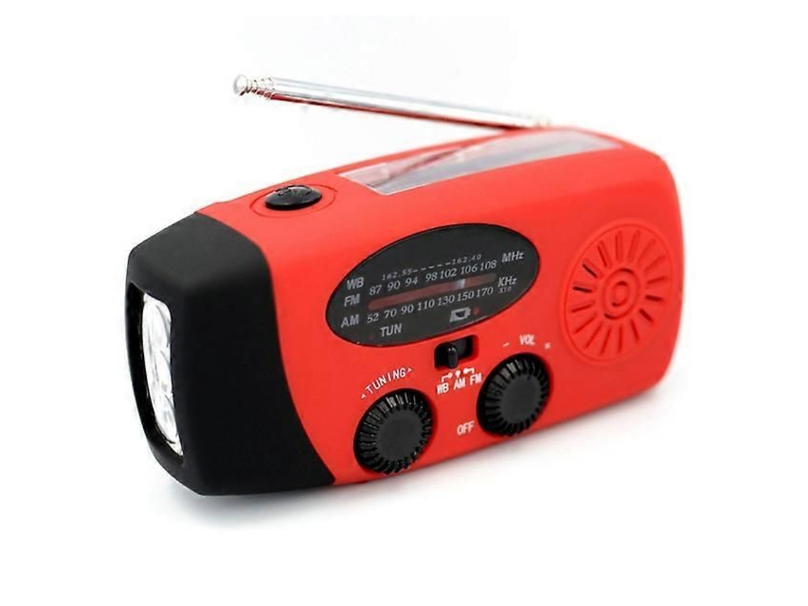 Radio de emergencia solar Luxora de 10000 mAh, radio portátil con manivela, radio meteorológica AM/FM con cargador de teléfono, linterna LED, linterna, Powerk