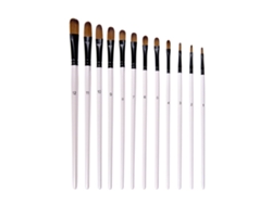 Set De 12 Brochas Filbert Para Acrílico Óleo Acuarela Pinceles Artísticos