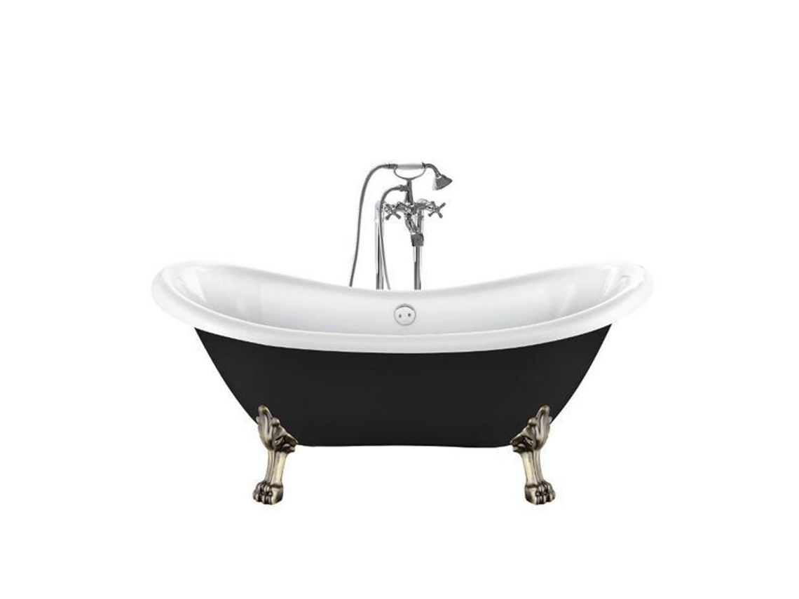 Bañera Con Patas Darlington Negra  175 Cm Patas León Bronce Envejecido