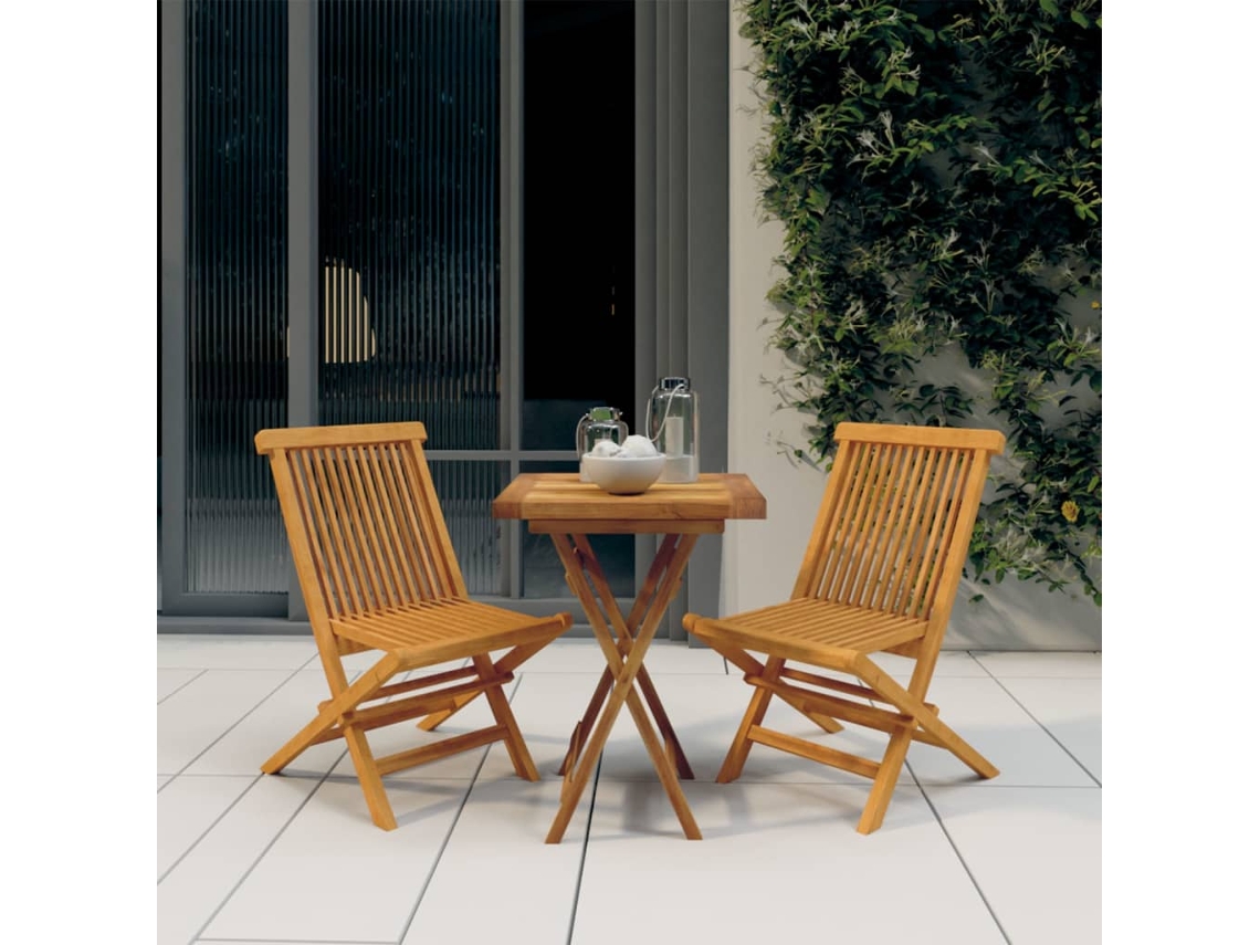 Juego de comedor de jardín de 2 piezas de madera maciza de teca Dkd Home Decor