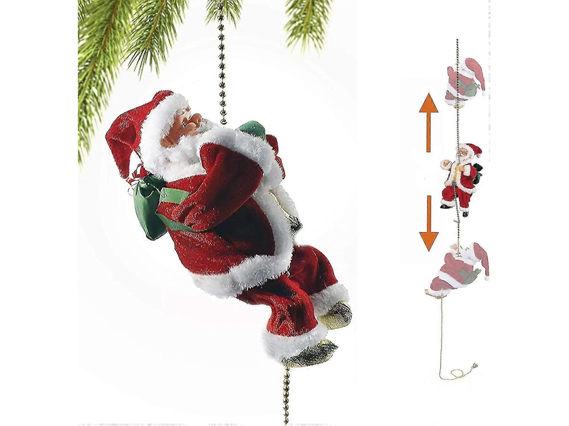 Rebe-adorno Navideño De Papá Noel Que Sube Y Baja Con Luz Música Y Sonido Operado Por Baterías Regalo Decorativo