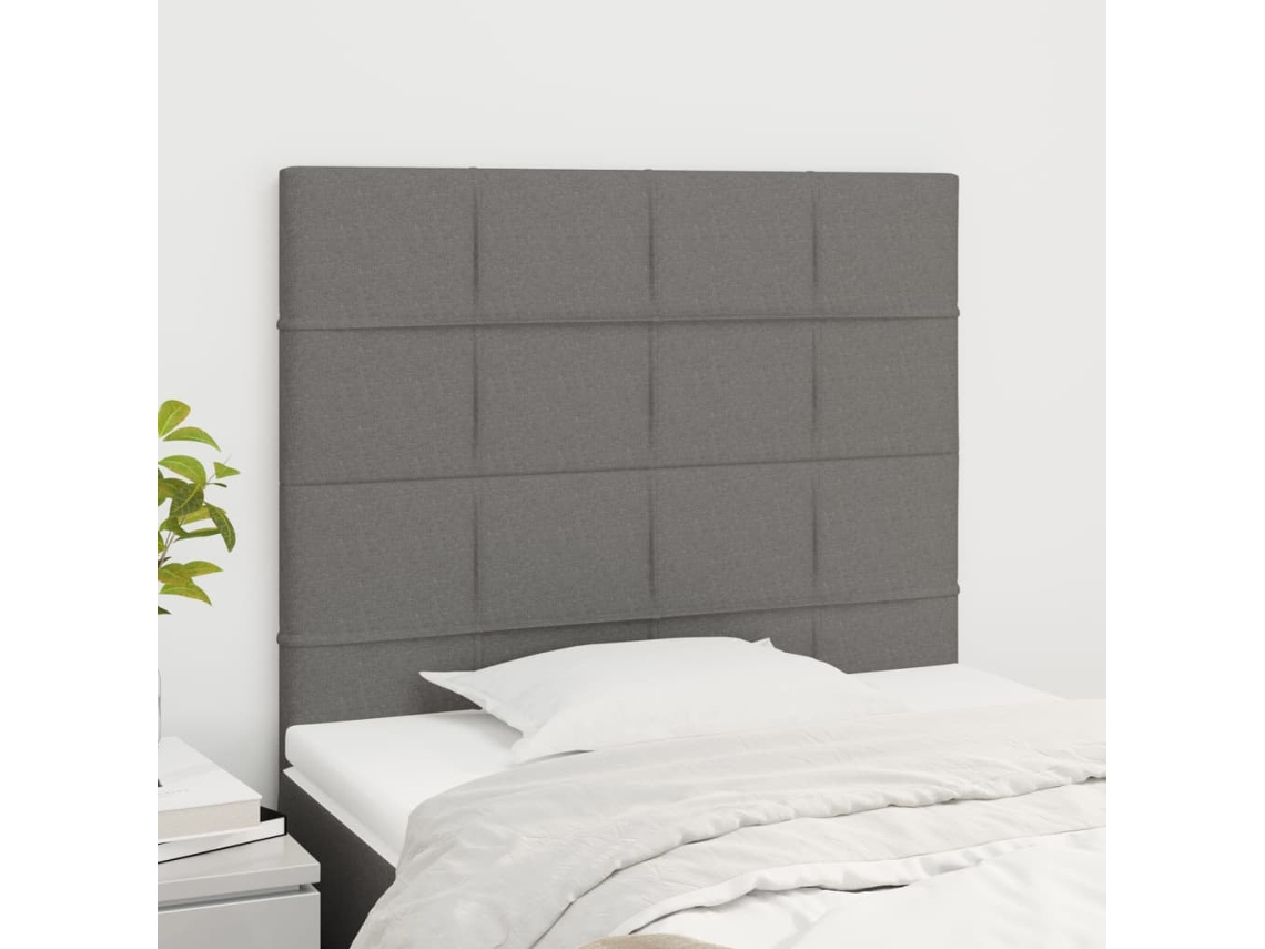 Cabeceros 2 Unidades De Tela Gris Oscuro 80x5x78/88 Cm