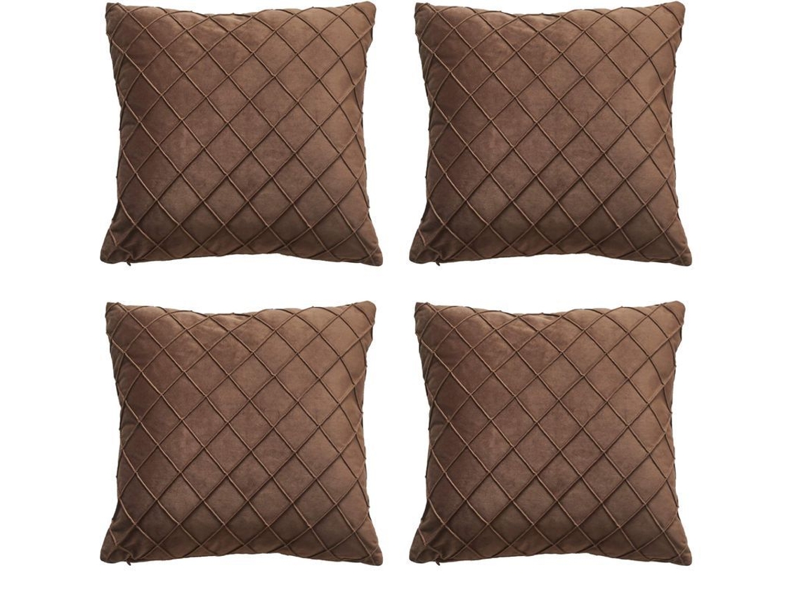 2026-33836-4 Fundas De Almohada Cuadradas De Terciopelo Con Diseño De Rejilla, 45x45cm, Decorativas Para Hogar