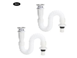 Tubo de desagüe flexible para lavabo de baño, tipo aleta, 2 unidades