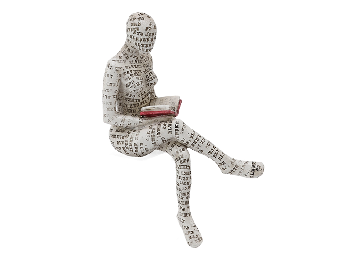 Figura De Una Mujer Leyendo, Hecha De Resina Y Pulpa, Para Decoración De Estantes Y Del Hogar.