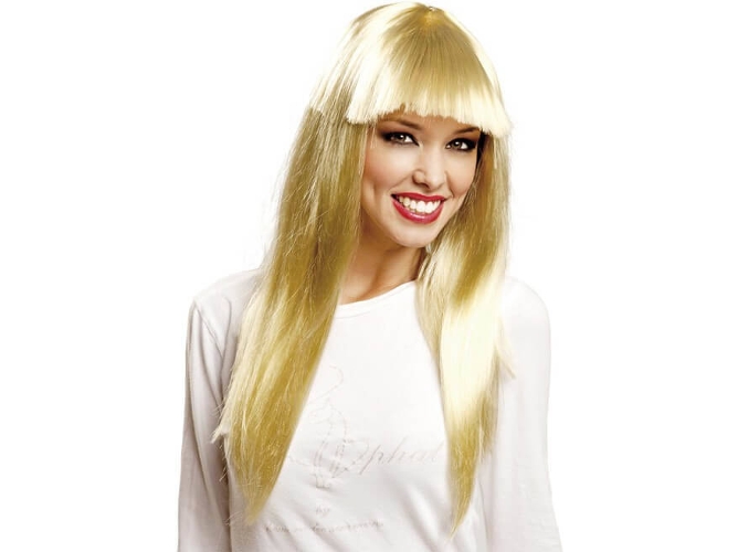 Peluca DISFRAZZES Melena Rubia Larga Con Flequillo (Talla: Talla Universal)