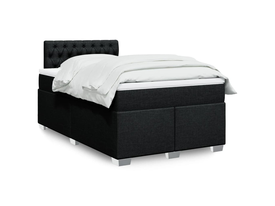Cama Box Spring Con Colchón Tela Negro 120x200 Cm