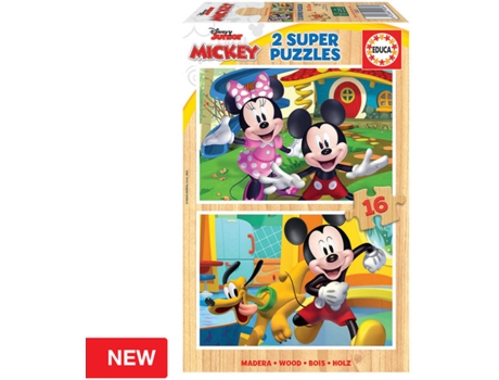 Puzzle EDUCA 2x Super Puzzle 16 Madera Mickey & Minnie (Edad Mínima: 3 Años - 32 Piezas)