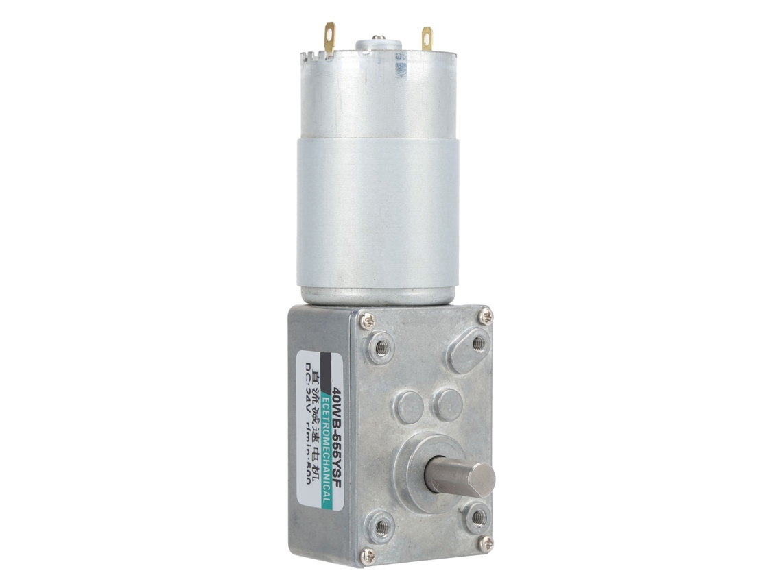 Motorreductor de tornillo de CC, turbina, alto par, baja velocidad, control bidireccional, CC 24 V, 500 rpm