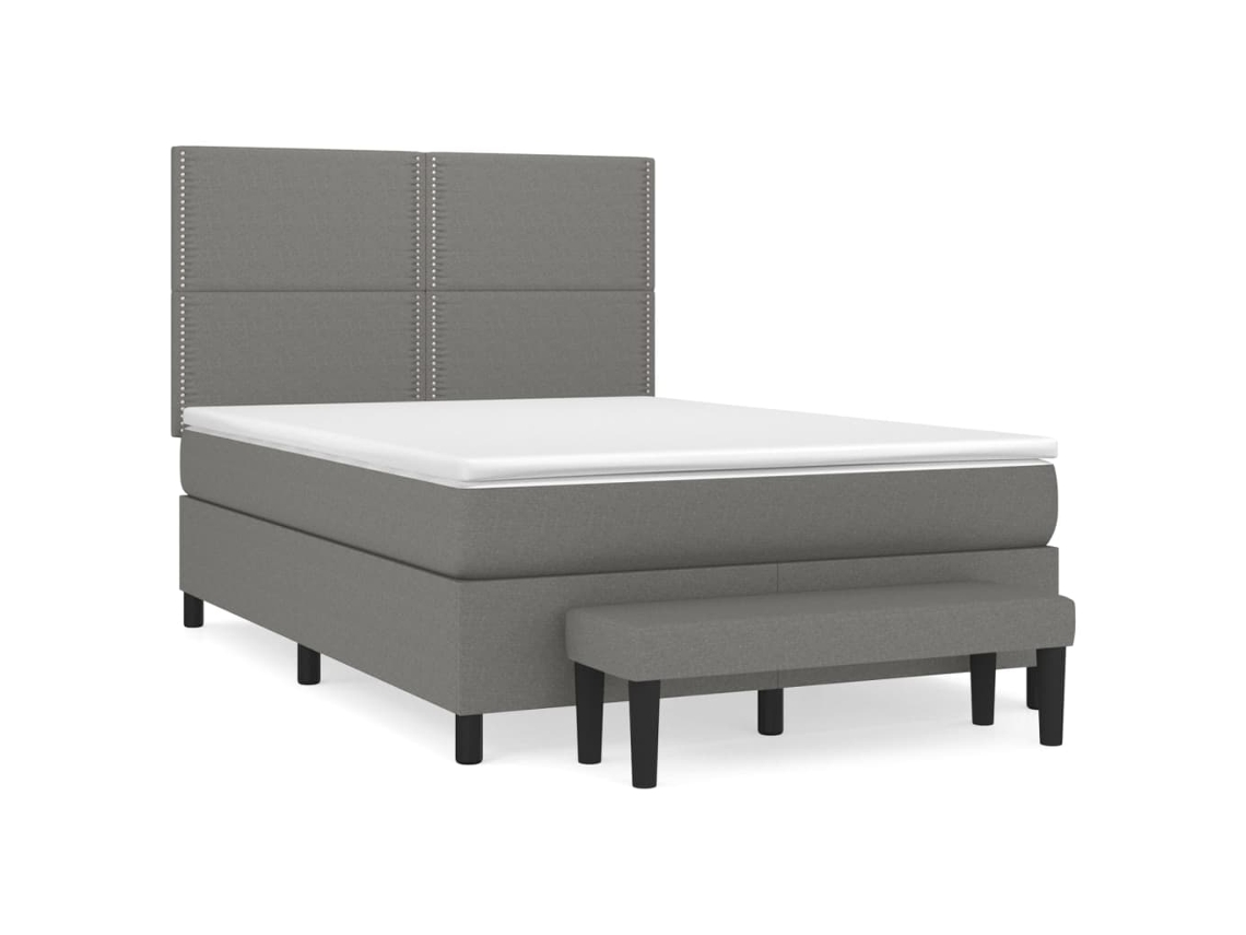 Maison Exclusive - Cama Box Spring Con Colchón Tela Gris Oscuro 140x190 Cm