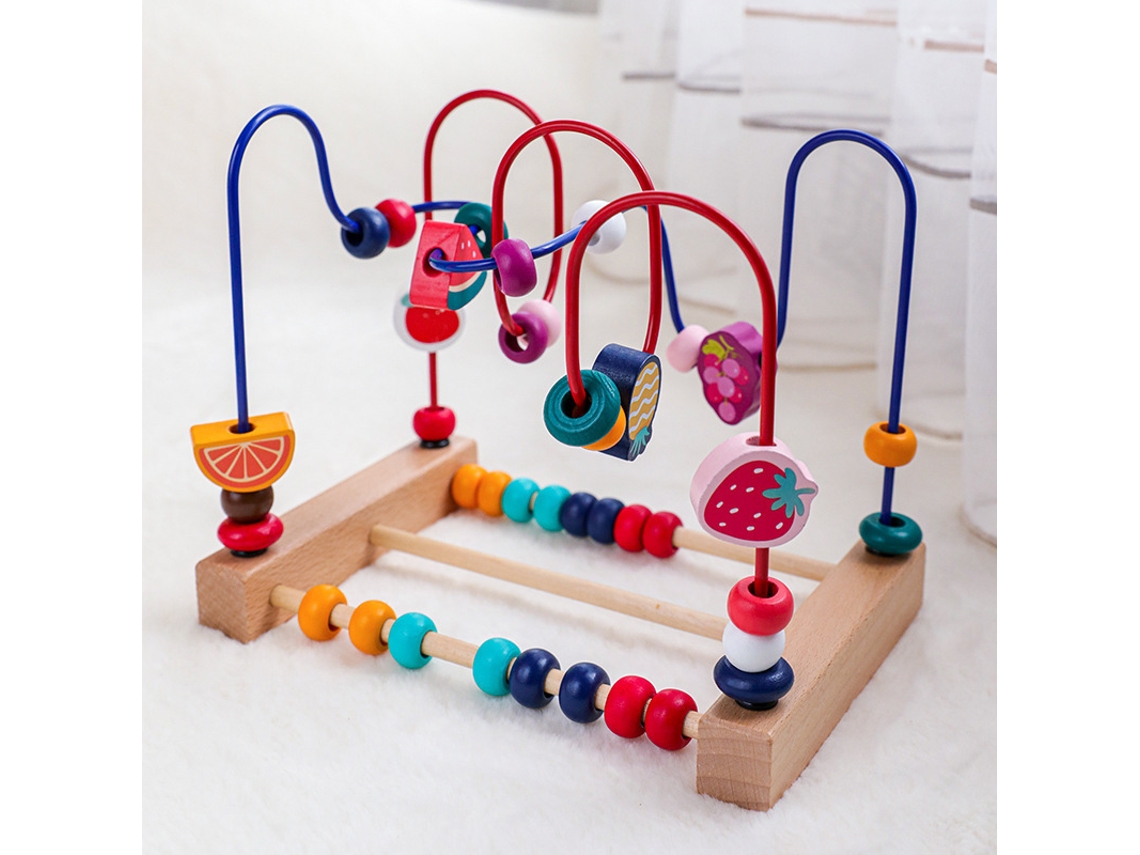Laberinto Educativo De Cuentas De Madera Para Bebés Con Diseños De Frutas Que Mejora La Coordinación.