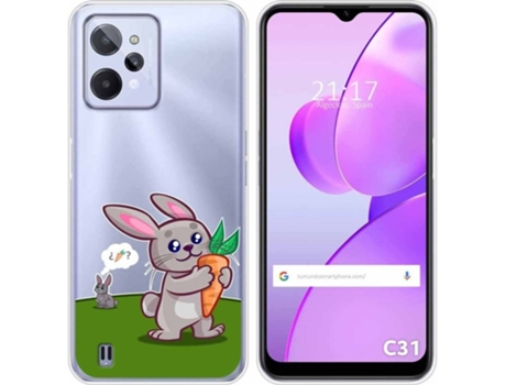 Carcasa para Realme C31 TUMUNDOSMARTPHONE Dibujos Transparente Conejo Multicolor