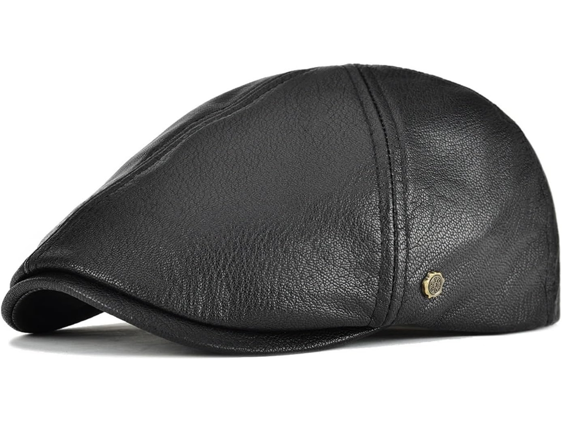 Gorra Plana De Cuero Para Hombre, Gorro De Taxi Para Otoño E Invierno, Hiedra Marrón Y Negra, Sombreros