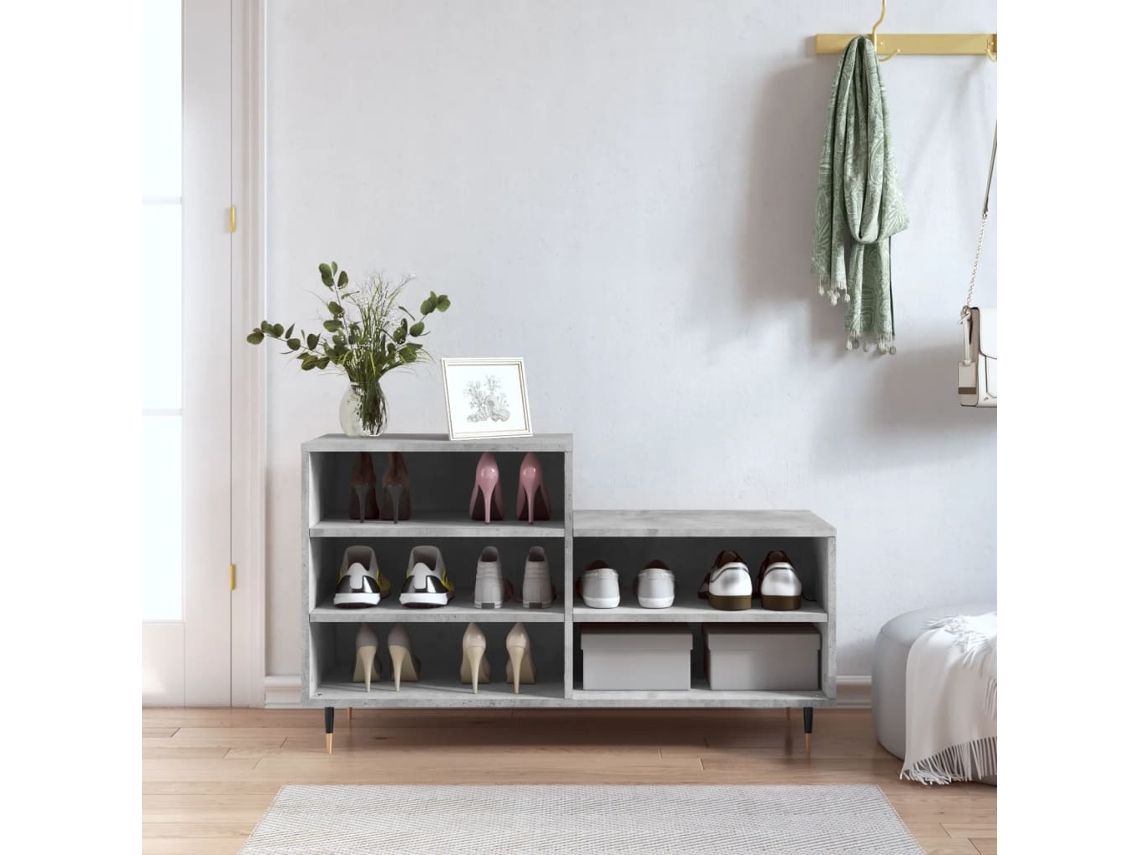 Mueble Zapatero | Armario Zapatero Madera Contrachapada Gris Hormigón 102x36x60 Cm