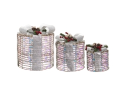 Set de 3 regalos navideños decorativos con luces LED BELIANI Julso de material sintético plata 25x25x30