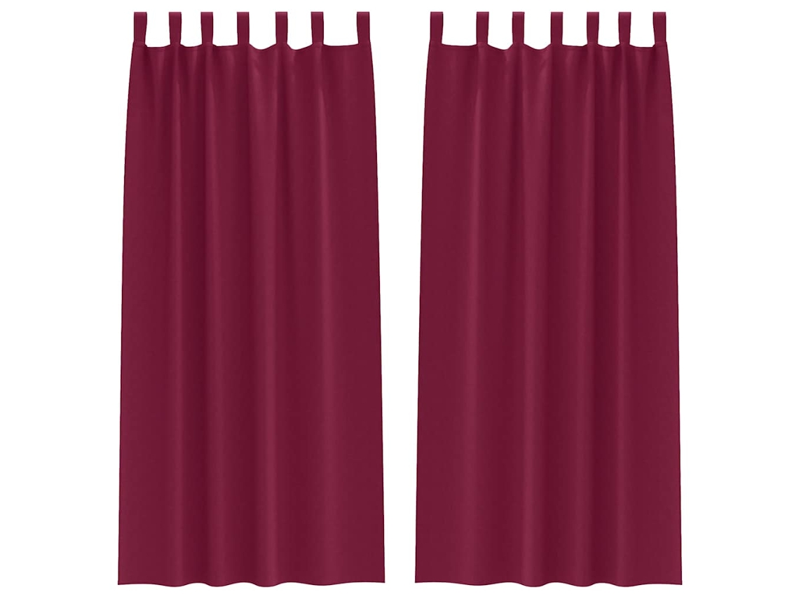 Maison Exclusive - Cortinas Opacas Con Anillas 2 Pcs Rojo Vino 260 X 140 Cm