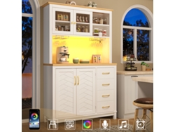Aparador Buffet De Estilo Rústico De 105 Cm Con Portavasos Led