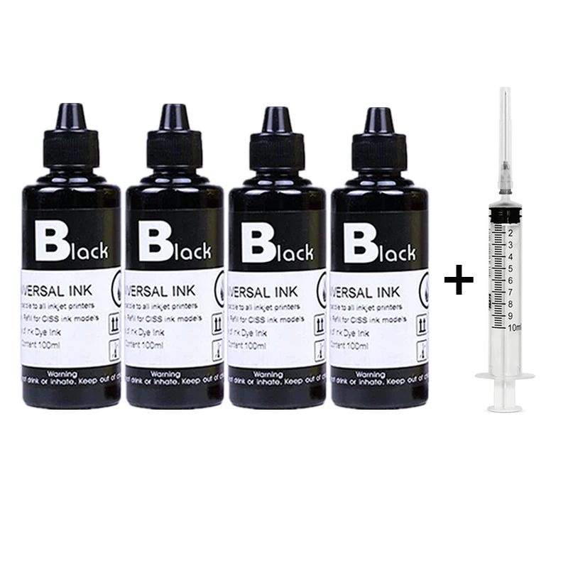Kit Universal De 4 Cartuchos Negros De 100 Ml Para Impresoras Hp 21, 22, 301, 302, 304, 121, 122, 123, 650, 652, 300, 140, 141, 63, 65, 343 Y 338.