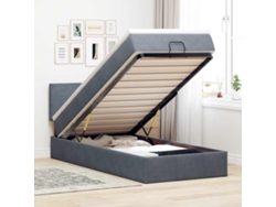Estructura Cama Otomana Colchón Terciopelo Gris Oscuro