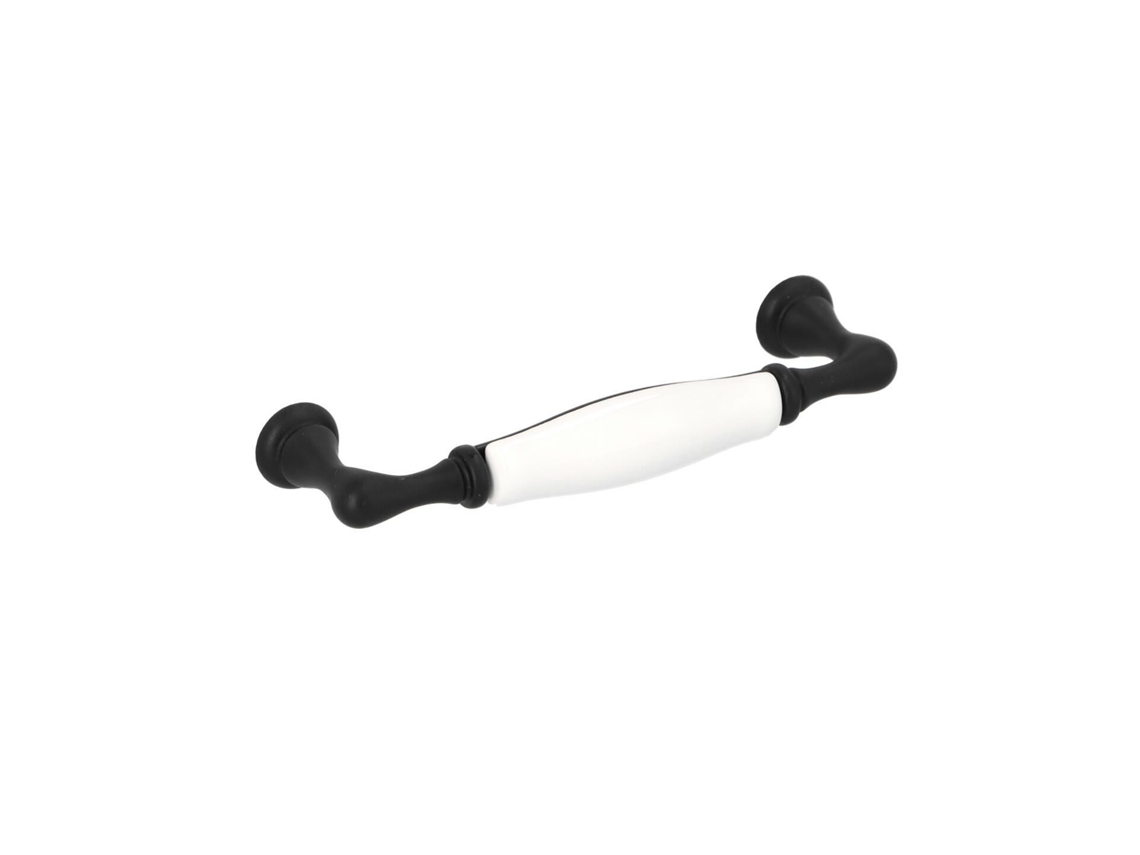 Tirador Para Mueble De Zamac Y Porcelana Distancia Entre Ejes 96mm Barniz Negro Mate Pack De 25