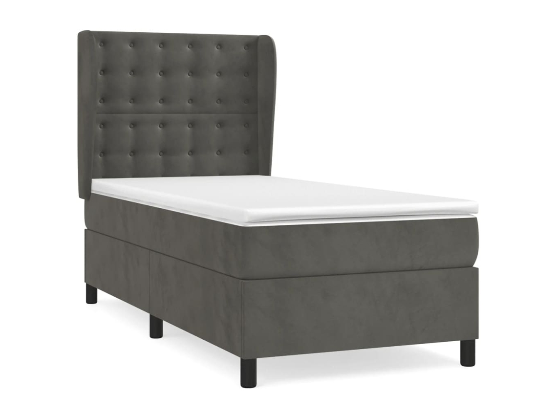 Maison Exclusive - Cama Box Spring Con Colchón Terciopelo Gris Oscuro 90x190 Cm