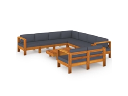 Conjunto 9 Muebles de jardín VIDAXL con cojines gris oscuro madera acacia