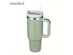 Taza térmica de acero inoxidable con asa, tapa y pajita, modelo Mdug para mujer (estilo 11)
